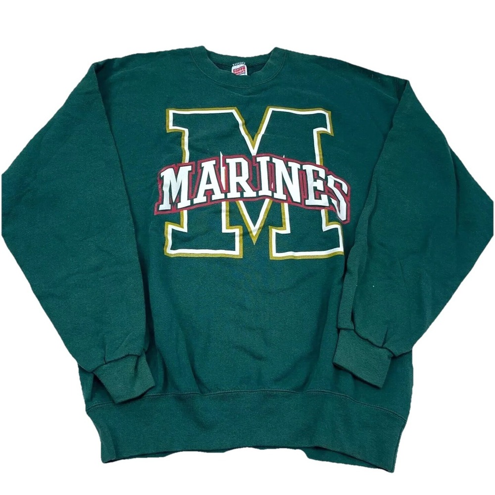 Vintage Marines Sweatshirt Men Large Crew Neck Sweater USMC Military USA 90s